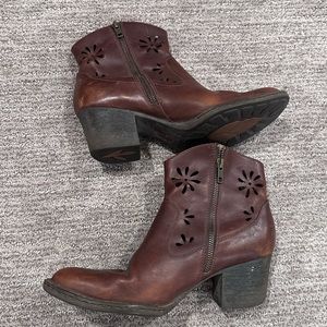 Born Leather Ankle Western Boots